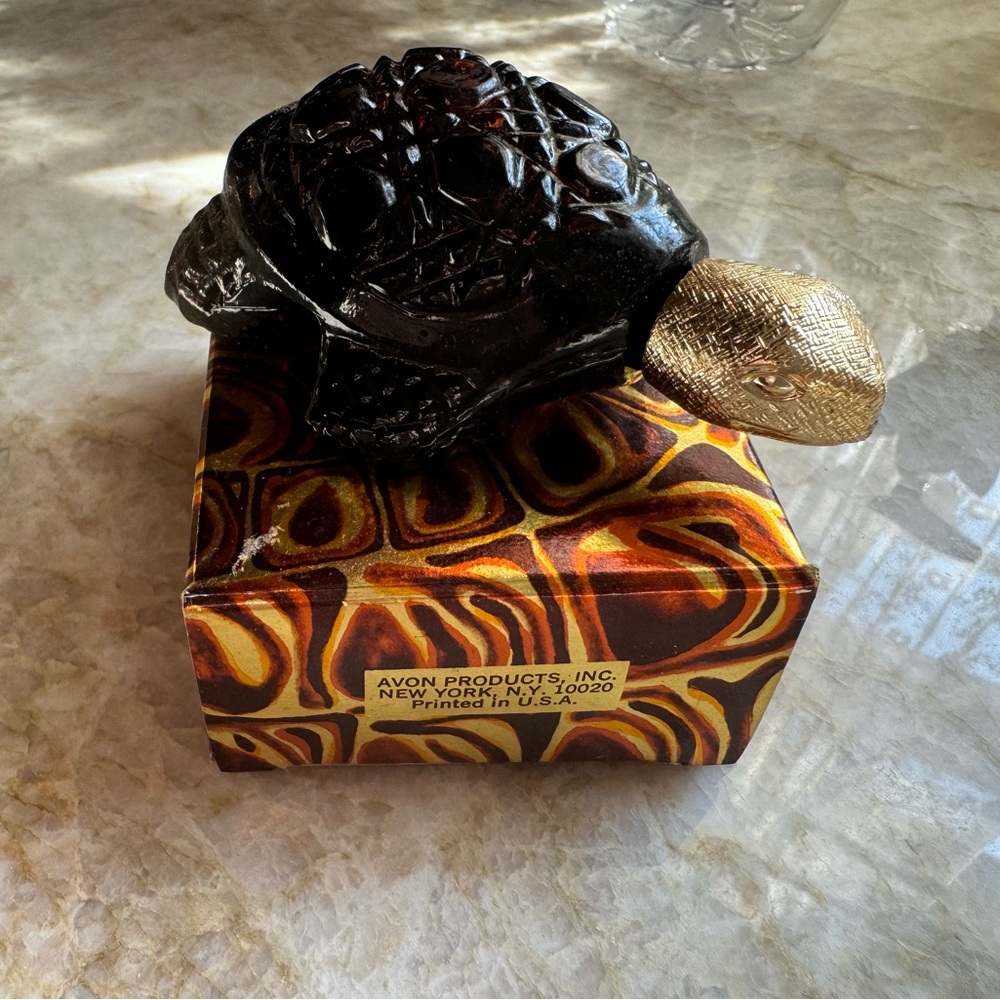 Treasure Turtle Avon Cologne Bottle - Amber -